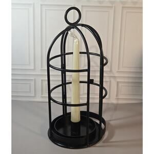 Black Metal Bird Cage Style Candle Lantern Candle Included